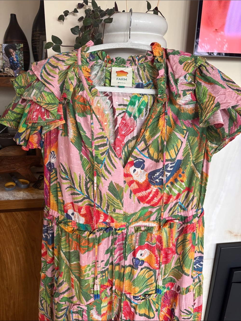 FARM Rio Macaw Leaves Tropical Tiered Maxi Dress - Picture 7 of 11